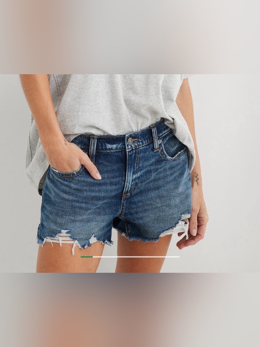 aerie Distressed Daydream Denim Shorts - Blue